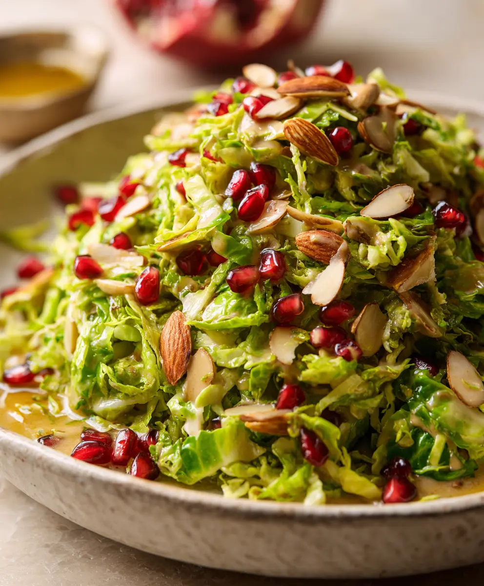 Shredded Brussels Sprout Salad with Tahini — homemade shredded Brussels sprout salad recipe