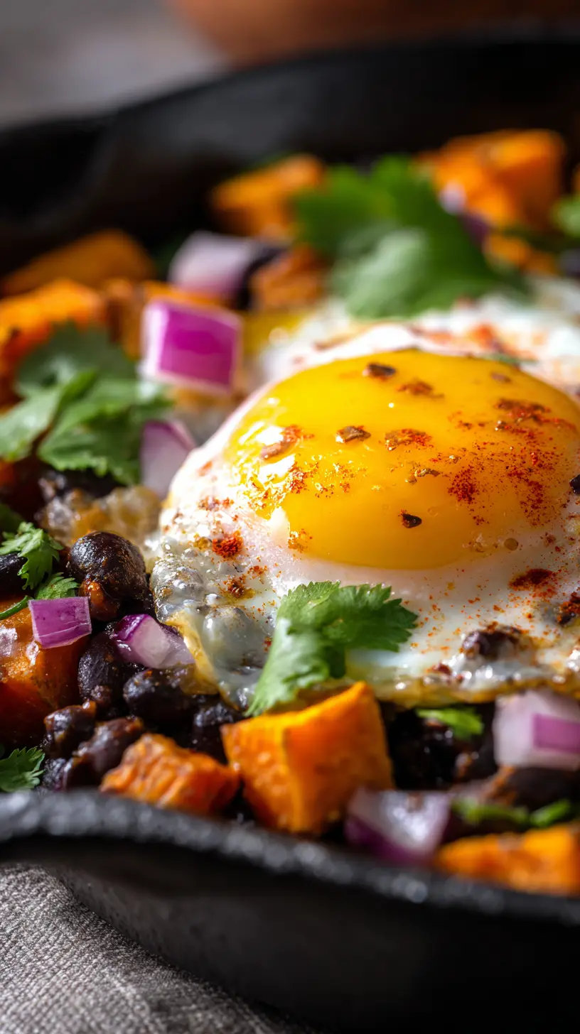 Sweet Potato Black Bean Skillet with Fried Egg Serving suggestion for Sweet Potato Black Bean Skillet with Fried Egg — sweet potato black bean skillet