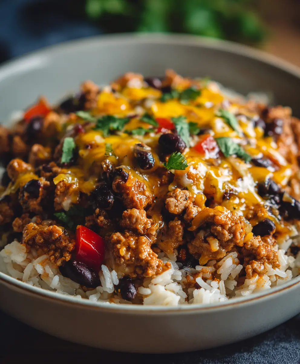 Turkey Taco Rice Bowl — homemade Turkey Taco Rice Bowl recipe