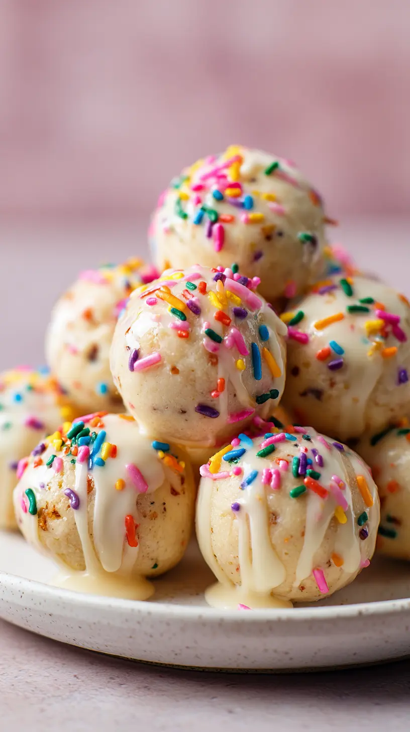 Vanilla Birthday Cake Protein Bites Serving suggestion for Vanilla Birthday Cake Protein Bites — vanilla birthday cake protein bites