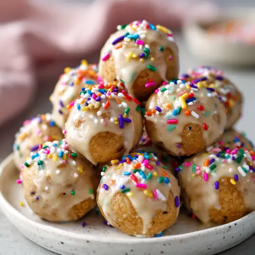 Vanilla Birthday Cake Protein Bites — homemade vanilla birthday cake protein bites recipe