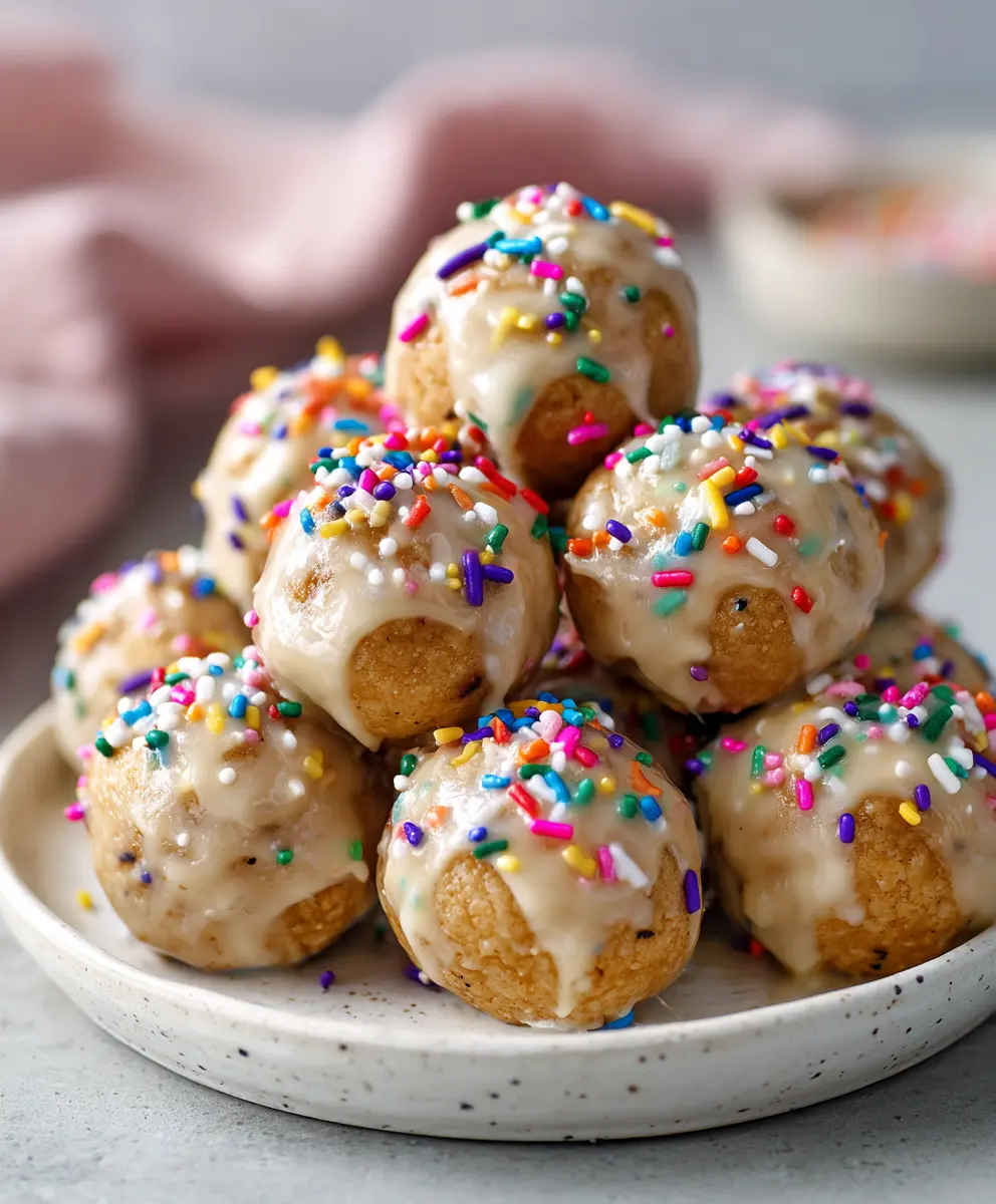 Vanilla Birthday Cake Protein Bites — homemade vanilla birthday cake protein bites recipe