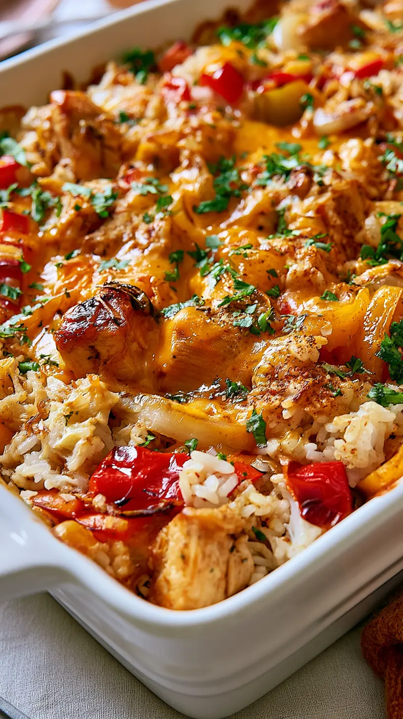 Serving suggestion for Cheesy Fajita Chicken and Rice Casserole — cheesy fajita chicken and rice casserole