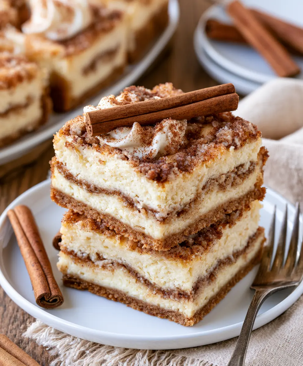 Cinnamon Roll Cheesecake Bars — homemade Cinnamon Roll Cheesecake Bars recipe