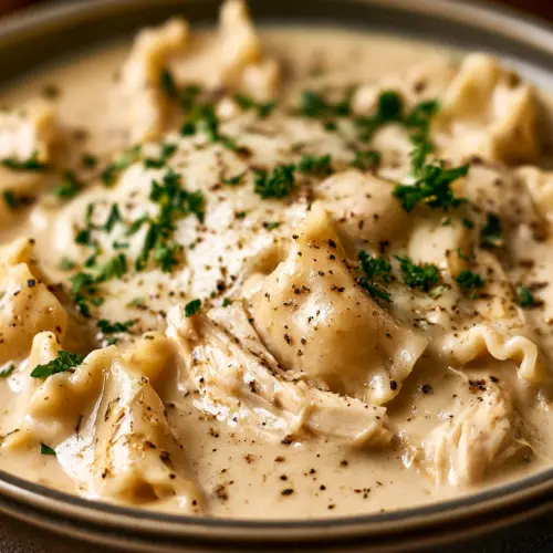 Creamy White Chicken Lasagna Soup — homemade white chicken lasagna soup recipe