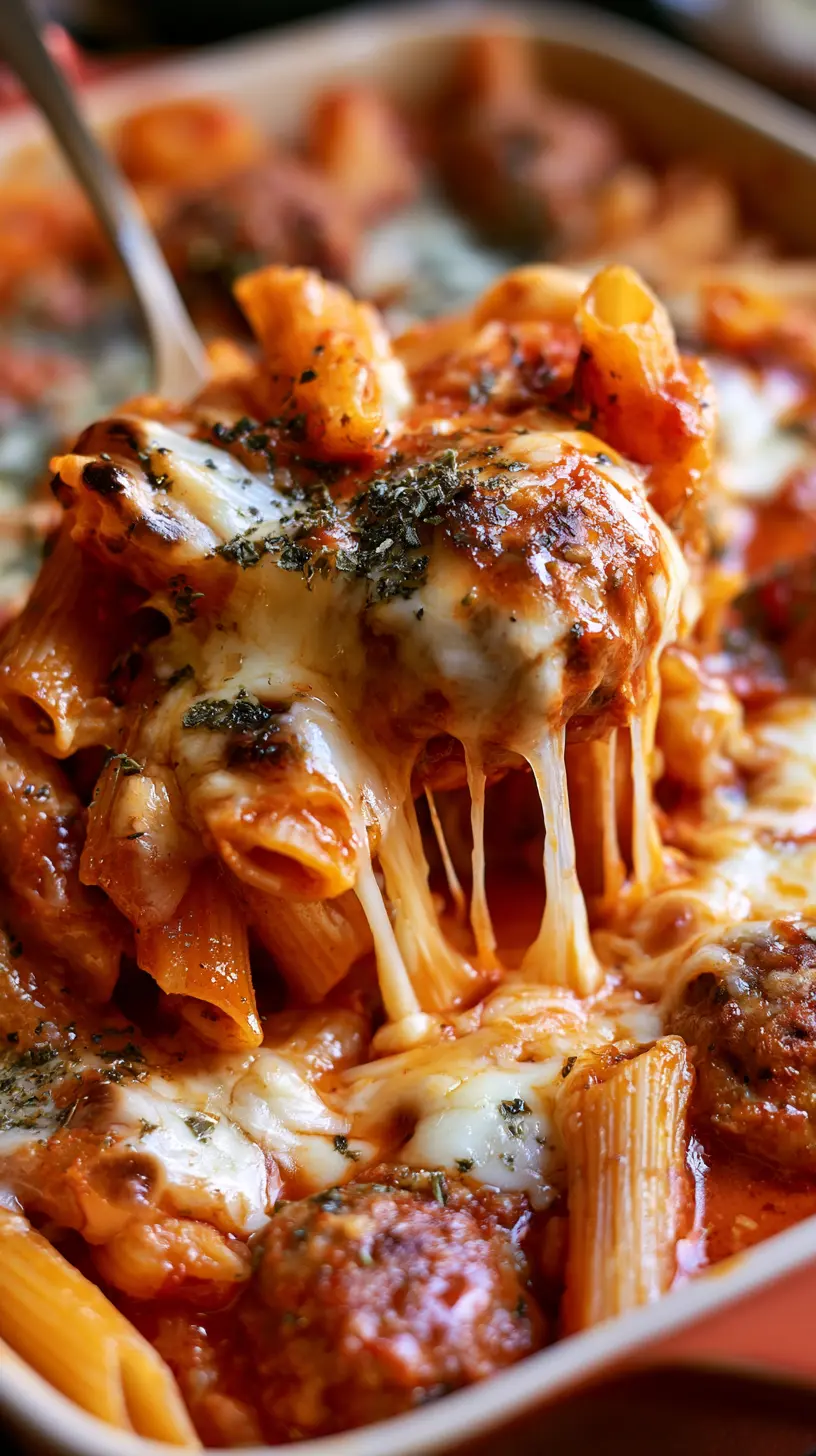 Dump-and-Bake Meatball Pasta Casserole Serving suggestion for Dump-and-Bake Meatball Pasta Casserole — dump-and-bake meatball pasta casserole