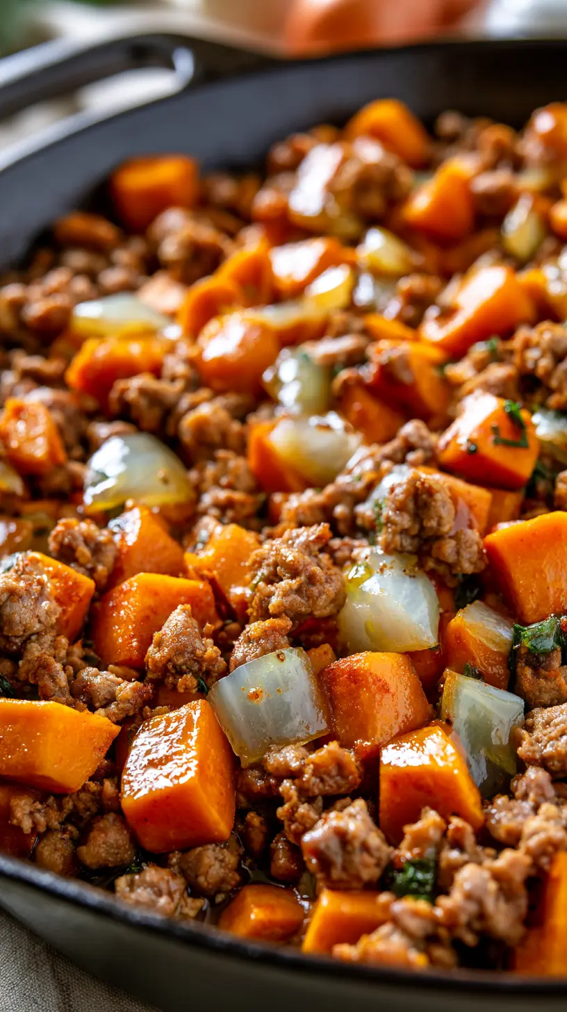 One-Pan Ground Turkey and Sweet Potato Skillet Serving suggestion for One-Pan Ground Turkey and Sweet Potato Skillet — ground turkey and sweet potato skillet