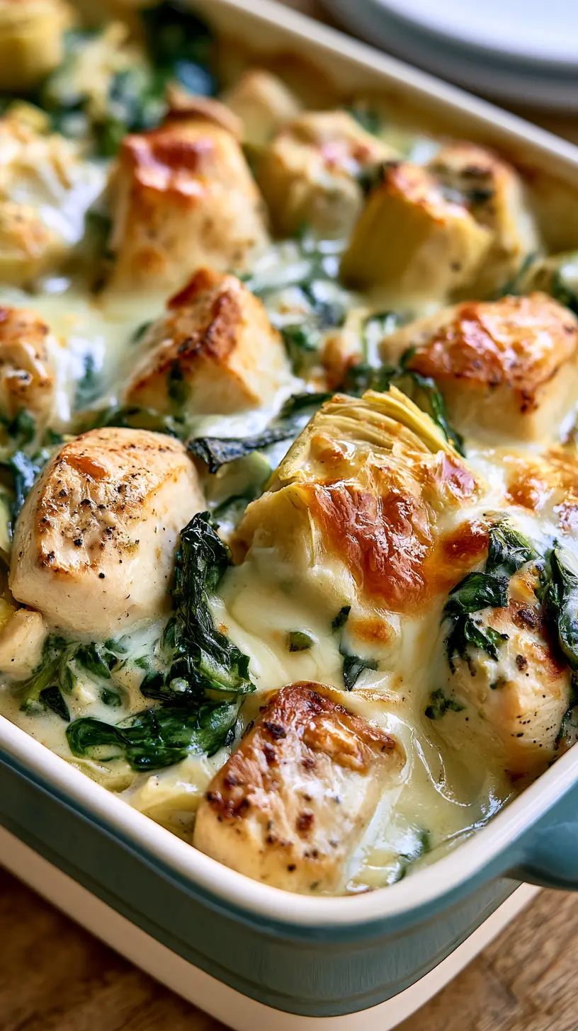 Spinach Artichoke Chicken Casserole Serving suggestion for Spinach Artichoke Chicken Casserole — Spinach Artichoke Chicken Casserole