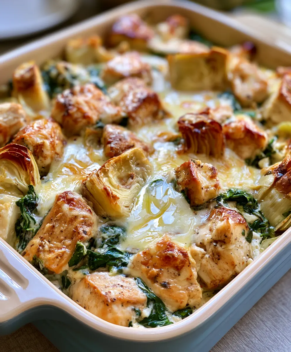 Spinach Artichoke Chicken Casserole — homemade Spinach Artichoke Chicken Casserole recipe